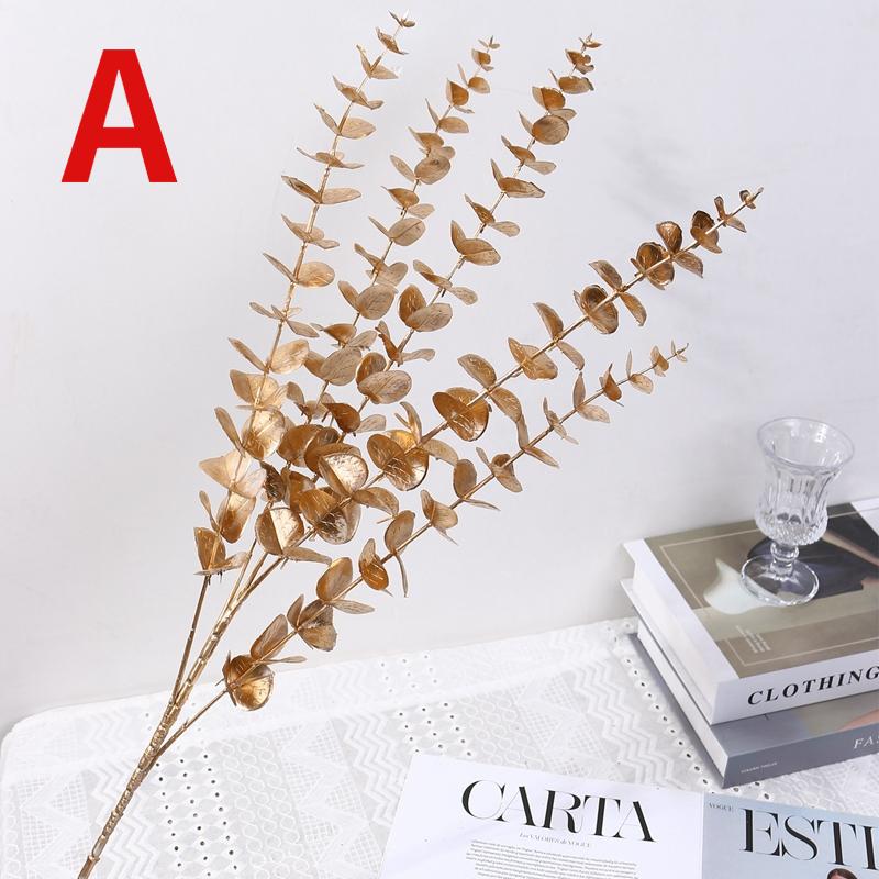 

Трехконечная веерная сетка в виде листьев, искусственное золото, гинкго, эвкалипт, Холли для свадебной арки, цветочная композиция, домашний декор, поделки A