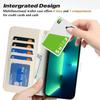 For iPhone 13 Pro Max/12 Pro Max Stand Case Litchi Texture Genuine Cow Leather Wallet Phone Cover RFID Blocking