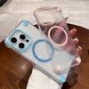 Transparent Stripe Soft TPU Phone Case For iPhone 16 15 14 Plus 13 12 11 Pro Max Clear Magnetic For Magsafe Wireless Charge Capa