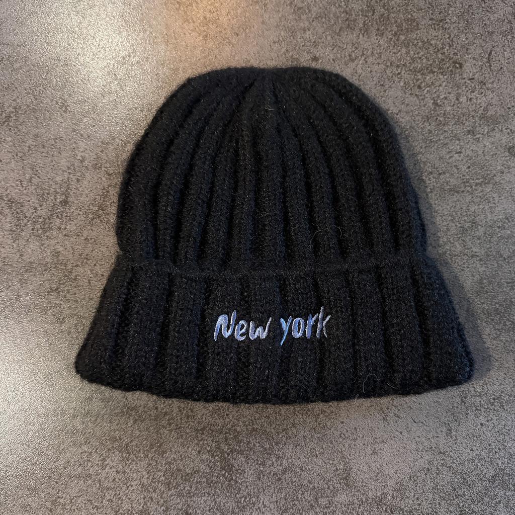 

York New Lettering Knitted Hat With Windproof Warmth For Casual Gift Fashion чёрный