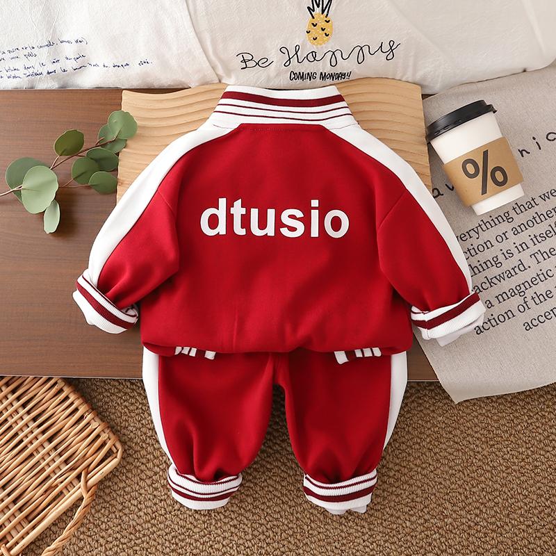 Boys' Long Sleeved Three Piece Set - Casual Black Sportswear Set - Cool Baseball Uniform -6 Months -6 Years Old