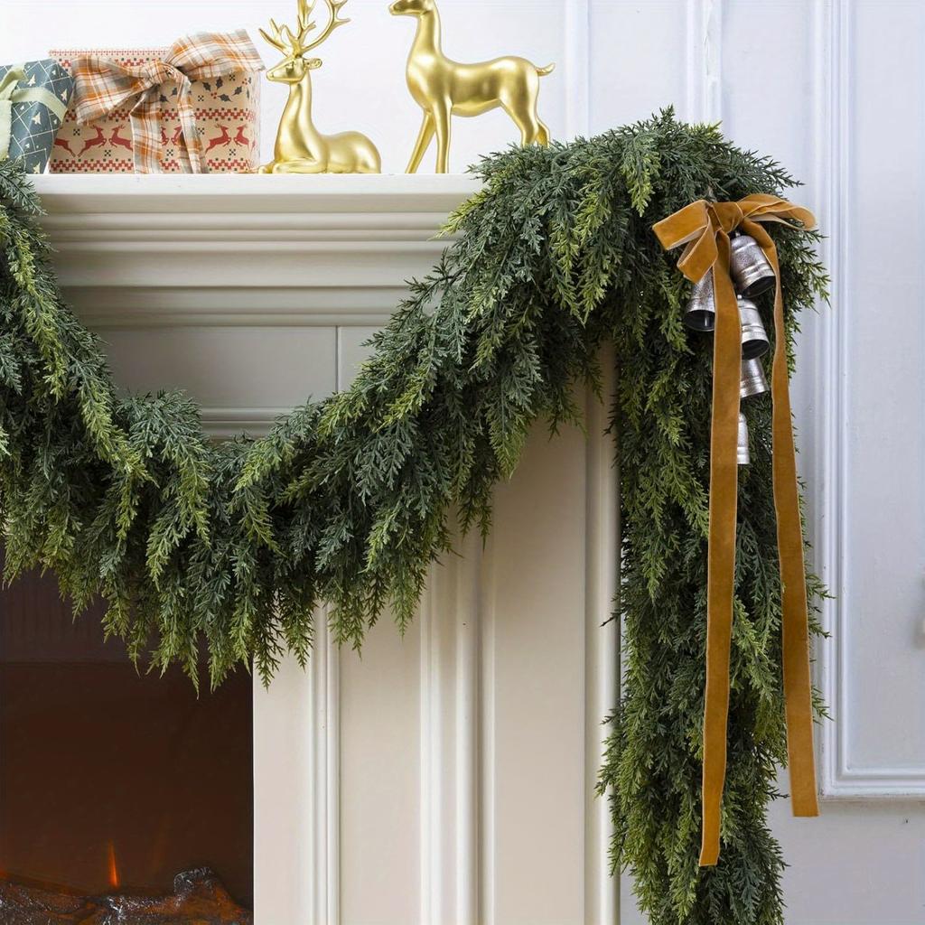 6/9 Ft Christmas Cedar Garland, Realistic Faux Pine Garlands, Green Artificial Greenery Garland for Winter Home, Fireplace