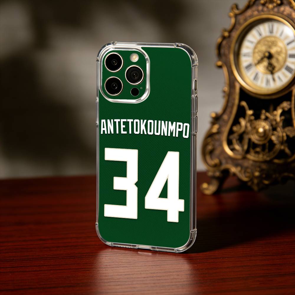 Giannis Antetokounmpo 34 Phone Case For iPhone17,16,15,14,13Pro Max,us,Soft Silicone Transparent Cover