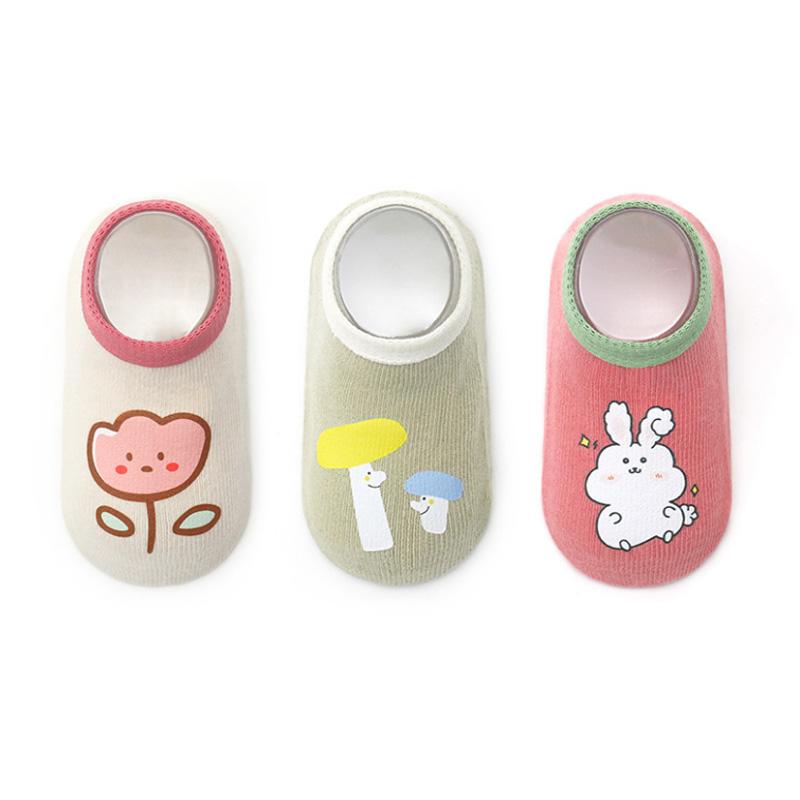 3 Pairs/Lot Cartoon Newborn Socks 0-5Years Children's Anti-slip Socks Cute Toddler Boy Girl Cotton Baby Socks