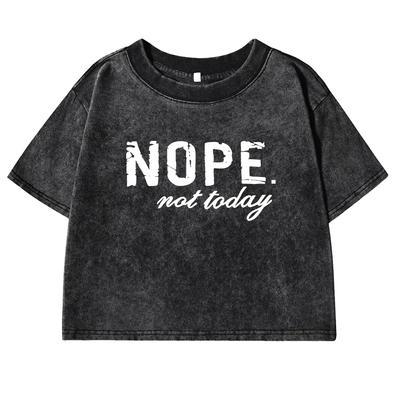Nie Nie Dzisiaj Nadruk Literowy Damski T-Shirt Prany Miękki Casualowy Krótki Rękaw Uliczne T-Shirty Sportowy Retro T-Shirt