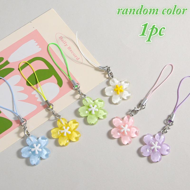 

Cute Colorful Resin Cherry Blossom Keychain Korean Style Fresh Mobile Phone Chain for Women Girls Couple Accessories Bag Gift