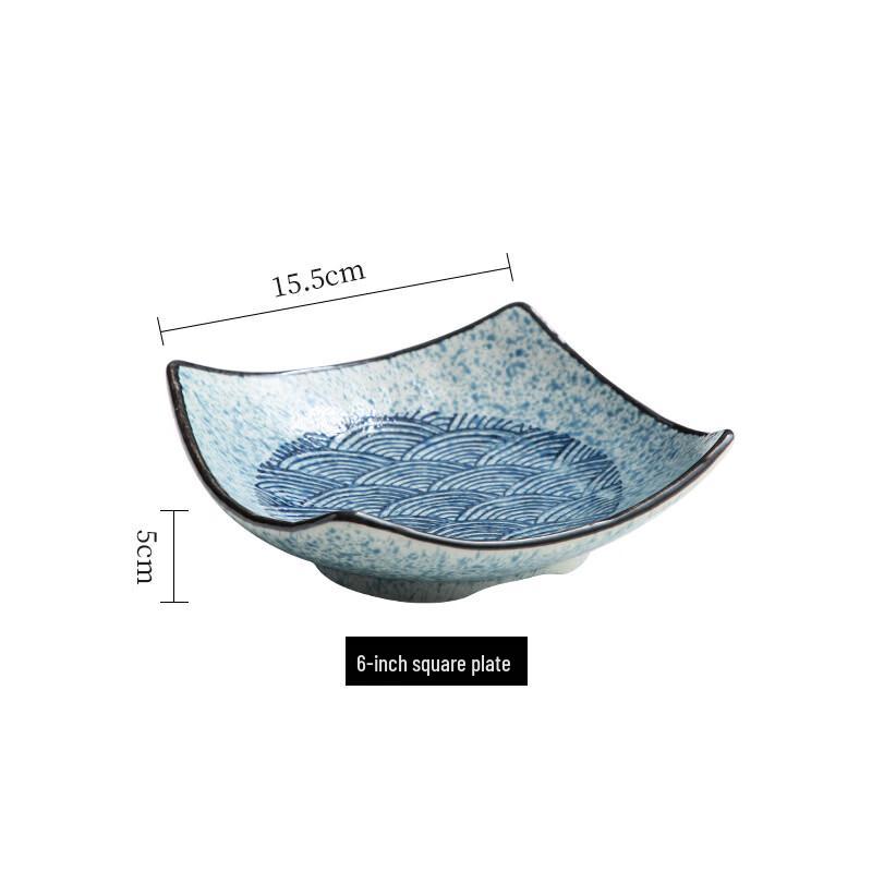 

Japanese Ceramic Wave Pattern Bowls (Set of 2)