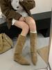 Fashion Fashion Bohemia Knee-length Women Boots Tassels Faux Suede Boots Girl Clogs Cork Insole Long Botas Mujer Winter Outdoor Shoes