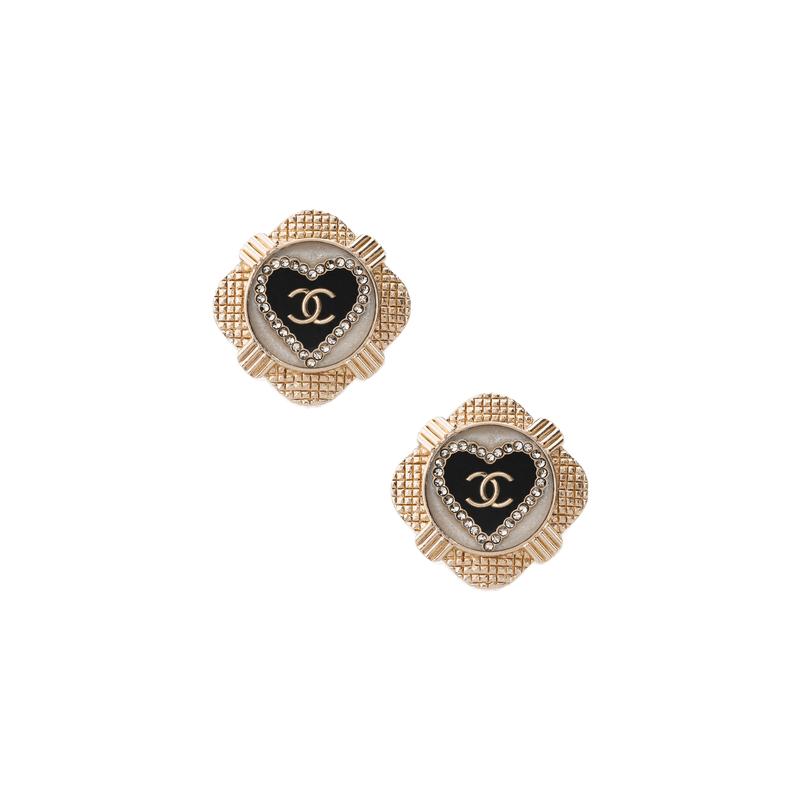 

CHANEL Japanese and Korean Sweet Other Earrings Women s Gold/Black/White золотий