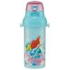 Skater Children's Water Bottle, 480ml, Direct Drinking, Plastic, One-Touch Operation, Dishwasher Safe, Made In Japan, Disney Ariel, 24 Years Old, Girl