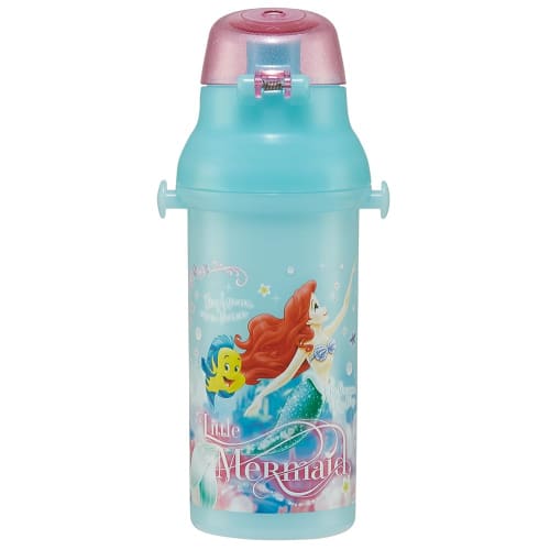 Skater Children's Water Bottle, 480ml, Direct Drinking, Plastic, One-Touch Operation, Dishwasher Safe, Made In Japan, Disney Ariel, 24 Years Old, Girl