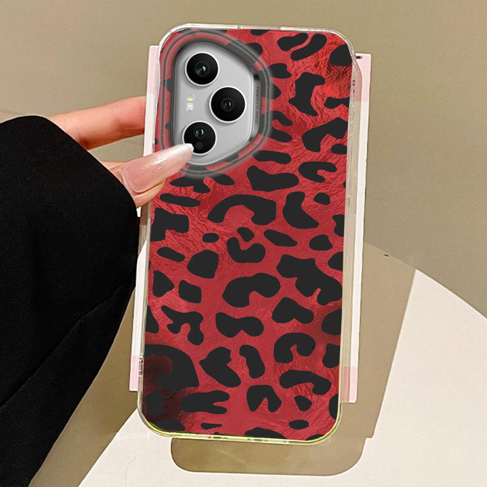 Retro Red Leopard Phone Case for Honor 400 200 90 Smart Pro Magic7 6 5 70 Lite X9a X9c X9b X8b X8a X8c X7c X6c X6b X6c X6 Cover