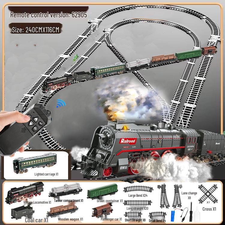 Boy's Green Retro Steam Train EMU Model - Cross-Border Remote Control Educational Toy