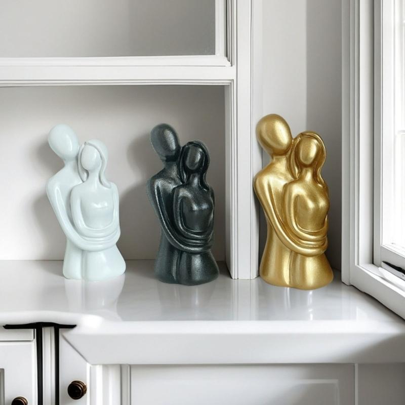 Modern Abstract Sculptures Resin Kissings Lover Figurines Statue Centerpieces for Living Room Office Home Decorations