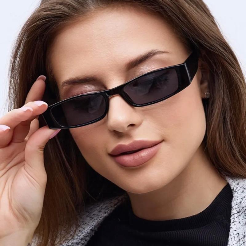 Protective Glasses 3pcs New Women Narrow Frame Square Frame Sun Glasses Simple Style UV400 Shades Black Lens Sunglasses