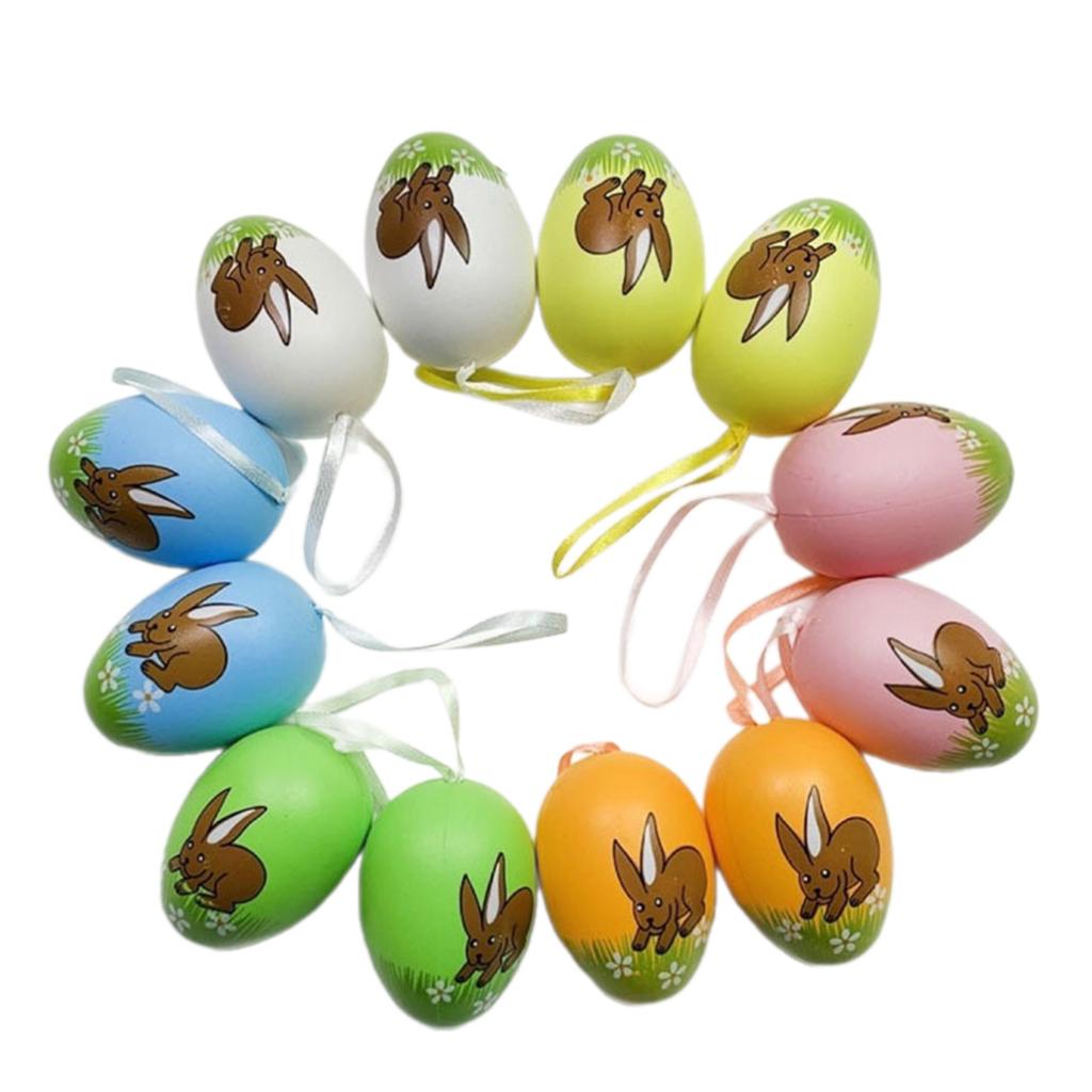Personalized Easter Crafts Artistic Painting Easter Eggs Set Tree Hanging Pendants Easter Decorations Plastic