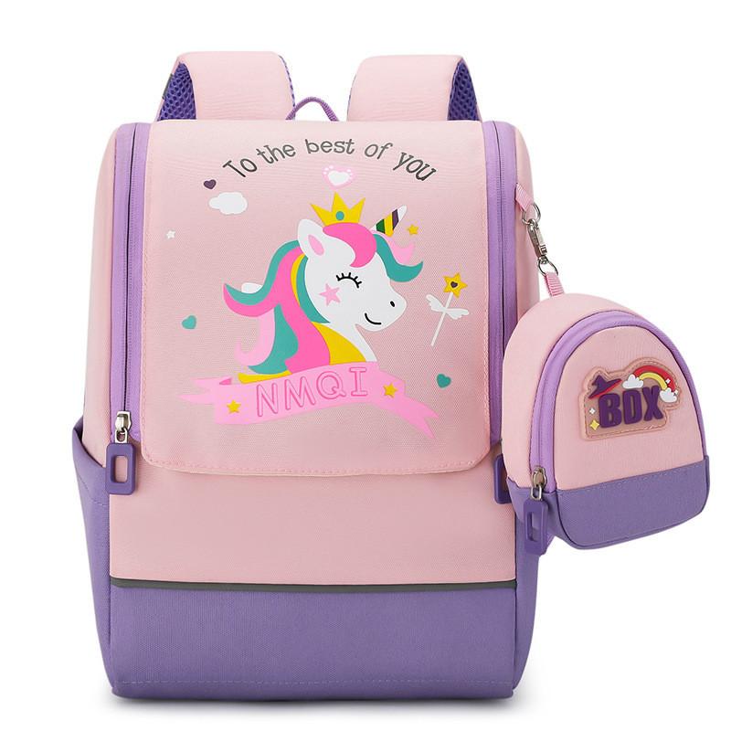 

Space Cartoon Kids Backpack With Durable Nylon Material For School Use фіолетовий