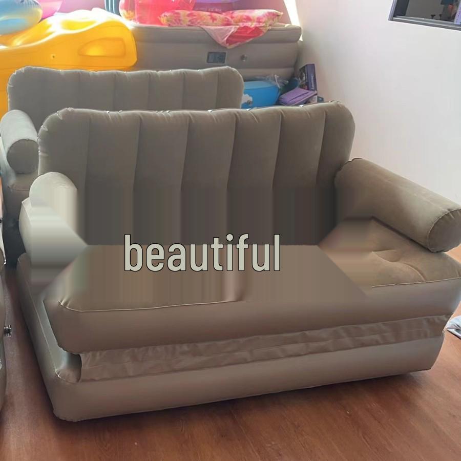 Inflatable Sofa Bed with Built-in Storage and Foldable Mat for Outdoor Camping