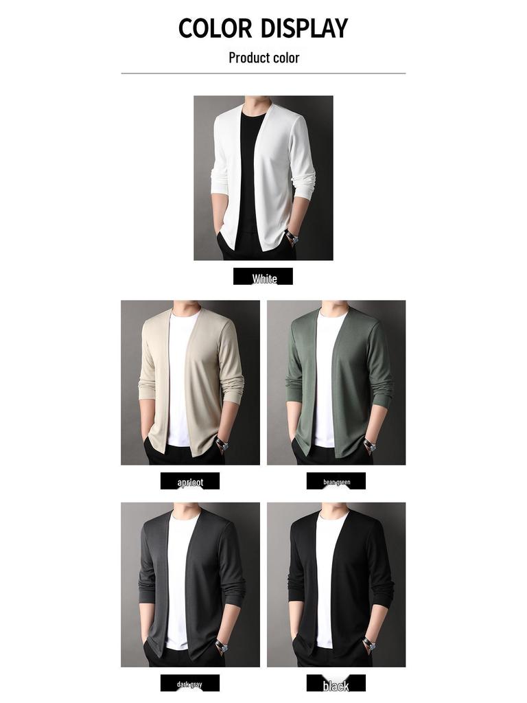 KAIDINGSEN Men's Autumn Knitted Cardigan - Solid Color, Lightweight Korean Style Outerwear