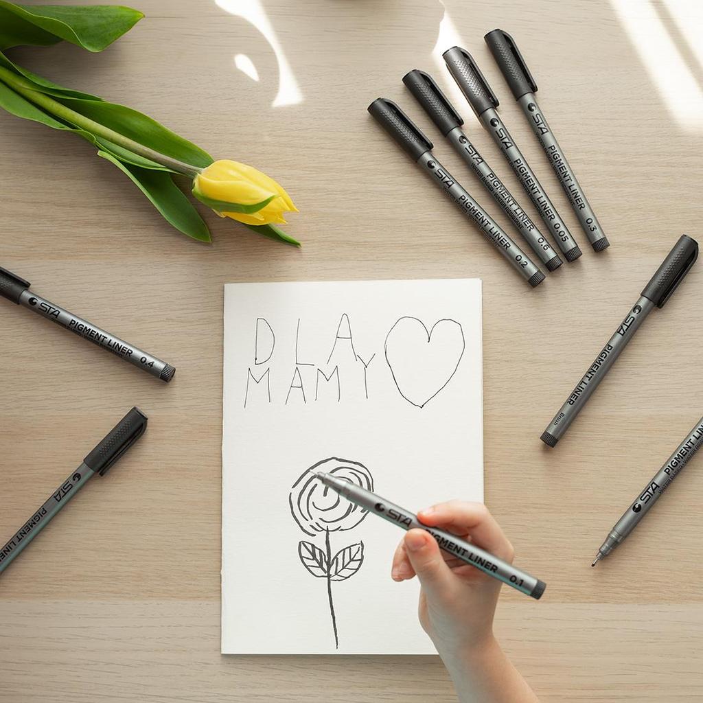 Schwarzer, dünnerer Stift, Set mit 9 Fineliner-Skizzenstiften