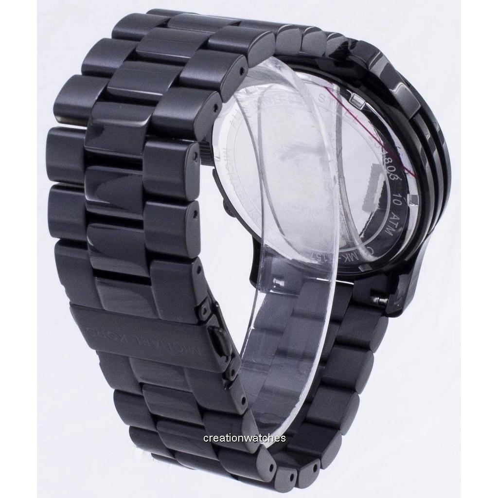 Generalüberholte Michael Kors Runway Chronograph Edelstahl Schwarzes Zifferblatt Quarz MK8157 100M Herrenuhr