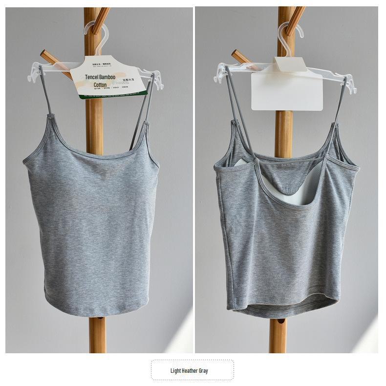 

Женская майка из бамбукового хлопка Tencel с U-образными бретельками и фиксированной чашкой - коллекция Весна/Лето 2025. One Size (80-130 jin) - A B C Cups