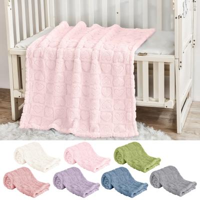 Babyfilt Fluffig plysch Mjuk beröring Värmemönster Enfärgad All Season Comfort Pojkar Flickor Inomhus Utomhusbruk Sova tupplur Nursery filt
