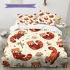 Red Panda Pattern Bedding Quilt Set Quilt Cover Pillowcase Home Decoration Birthday Gift (1 * Duvet Cover + 2 * Pillowcase, Without Core)