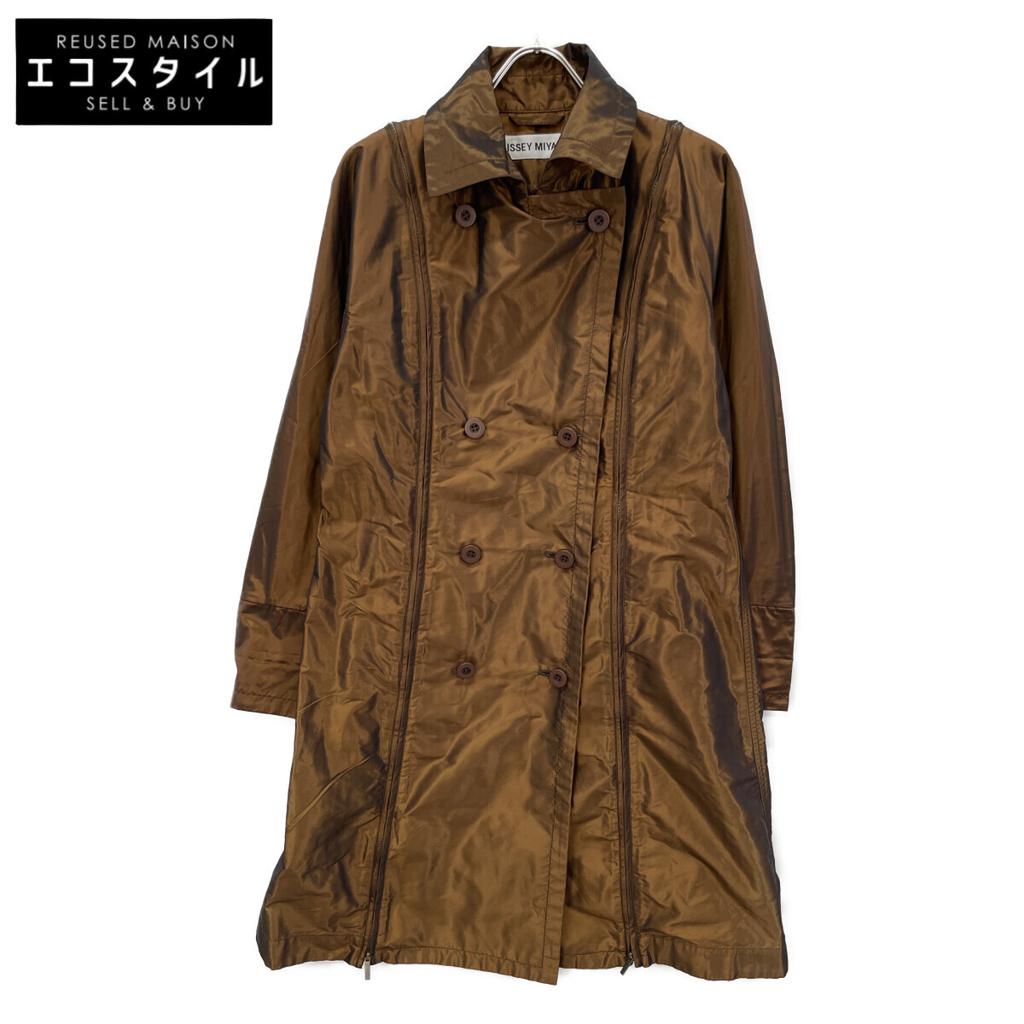 ISSEY MIYAKE IM33FA510 Bronze Metallic Color Zipper Design Trench Coat Coat 3 bronzeUsed