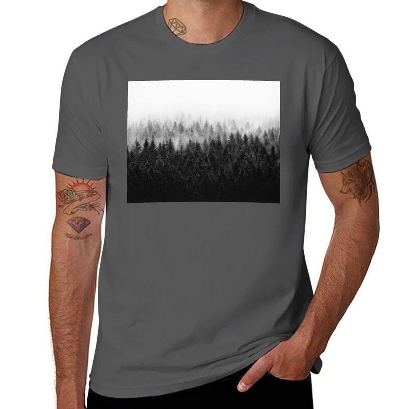 

High And Low // A Great Design Of A Misty Fairytale Wilderness Forest With Cascadia Trees Covered In Magic Fog Season T-Shirt 4XL