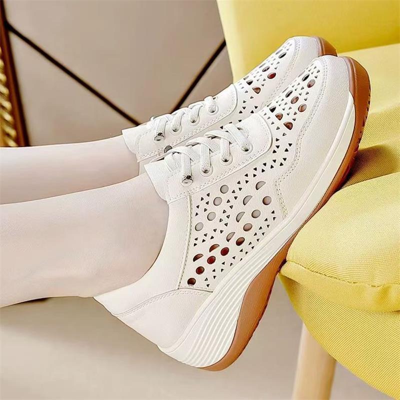 Hollow breathable wedge heel hole shoes spring and summer new heightening non-slip comfortable single shoes casual shoes