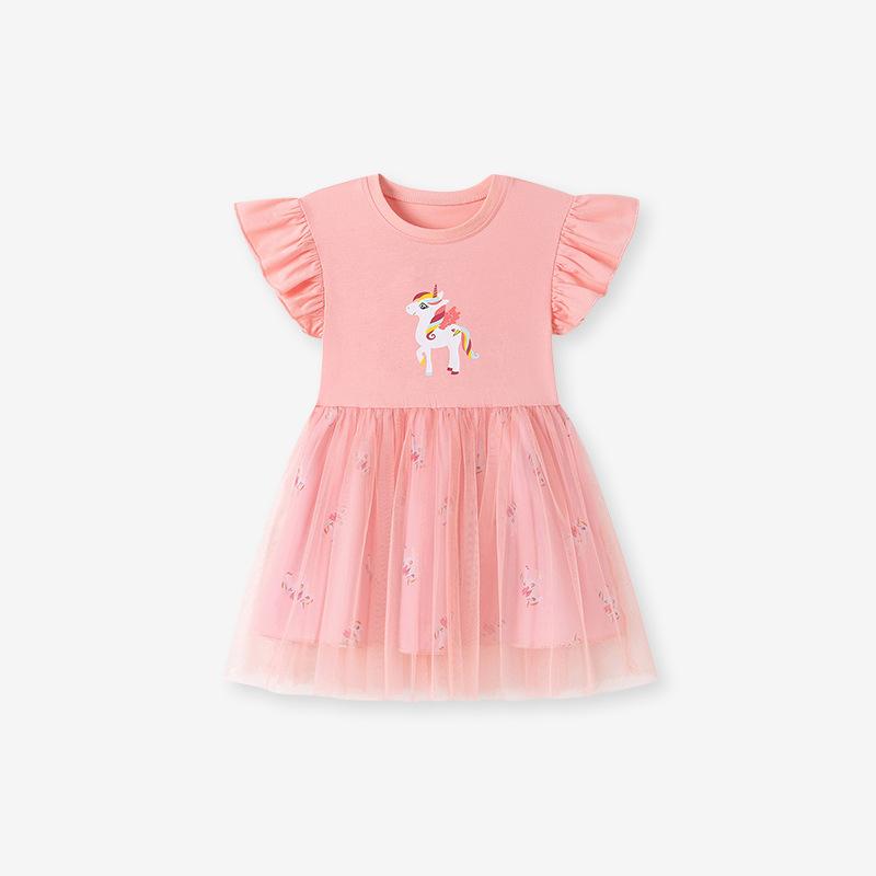 Vestido Tutú para Niñas Pequeñas Vestidos de Tul Volantes Escalonados con Vuelo para Dar Vueltas Vestido de Verano Casual con Mangas Acampanadas Vestido de Tul Casual para Fiestas para Niños