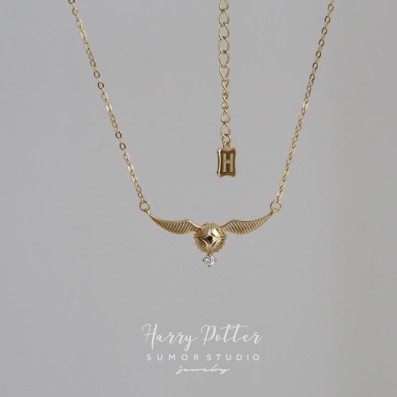 

Snitch Themed Delicate Collarbone Necklace Unique Design Pendant Valentine s Day Gift for Her
