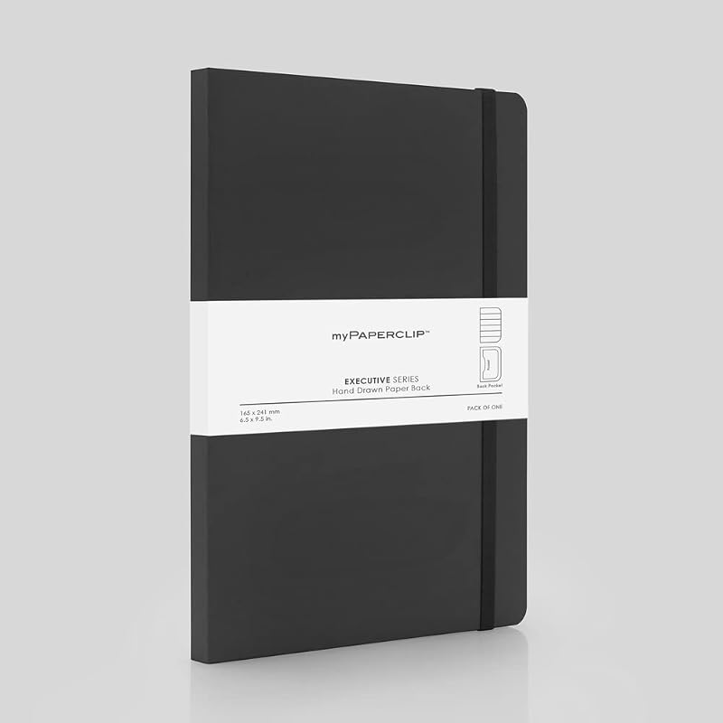 myPAPERCLIP Executive Series Notebook, Large (165 x 241 mm, 6.5 x 9.5 in.) Ruled, ESX192L-R Black