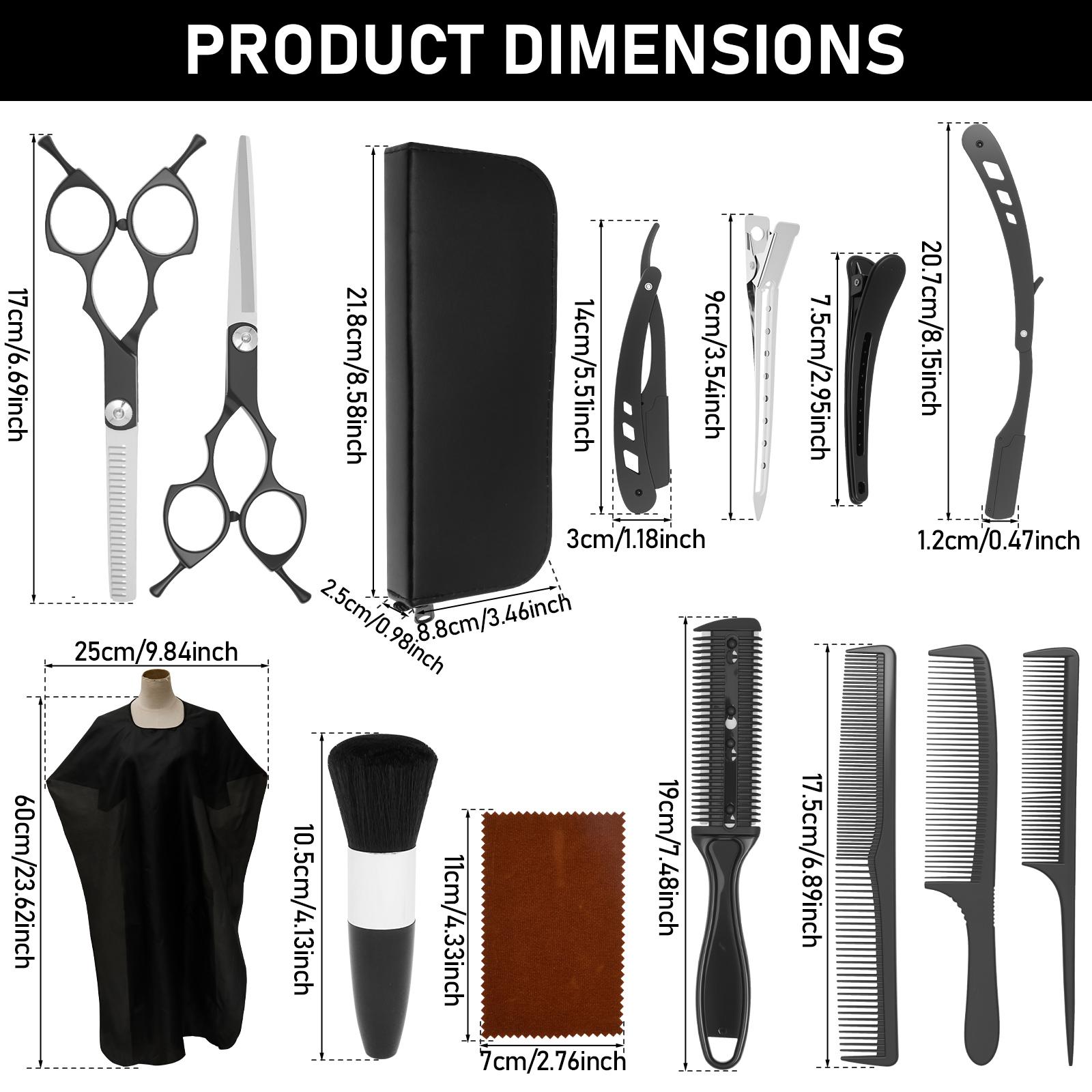 

19Pcs Hair Cutting Shear Kit Stainless Steel Barber Scissors Hair Thinning Shear Shaver Professional Barber Scissors Accessories