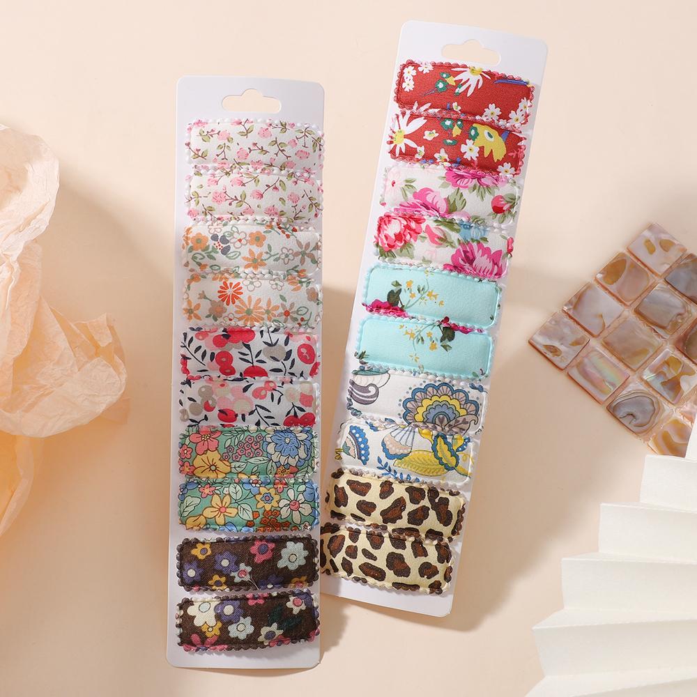 20pcs/set Lovely Cotton Print floral BB Hair Clips for Baby Girls 2.2'' Colorful Summer Hairpins Headwear Kids Hair Accessories