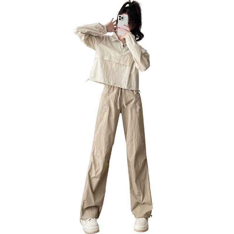 Women's Summer 2024 Running Sportswear Set: Outdoor Hiking Windbreaker & Cargo Pants