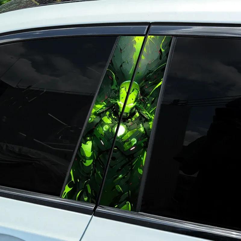 1pc/2pcs Green Film Characters Anime Car B-pillar Stickers Auto Cover Scratches Waterproof Sunscreen Vinyl Decals Decoration