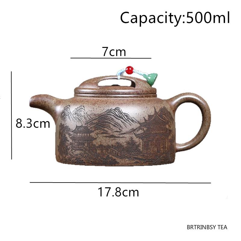 Chinese Tradition Yixing Purple Clay Teapot Handmade Landscape Tea Pot Large Capacity Kettle Household Zisha Teaware 500ml