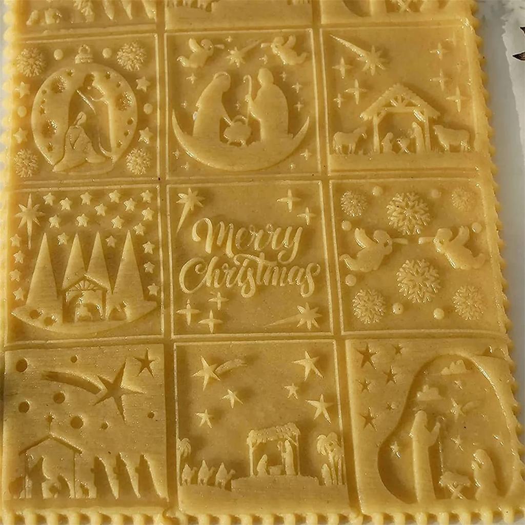 Christmas Rolling Pin with Pattern Rolling Pins Rock Snowflake Elk Embossing Baking Cooky Biscuit Fondant Cake Patterned Roller