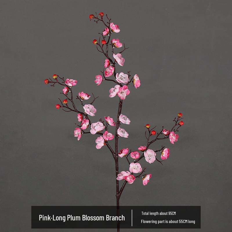 Artificial Plum Blossom Branch Decor - Winter Peach & Dried Flower Bouquet for Living Room, Chinese Home Decoration