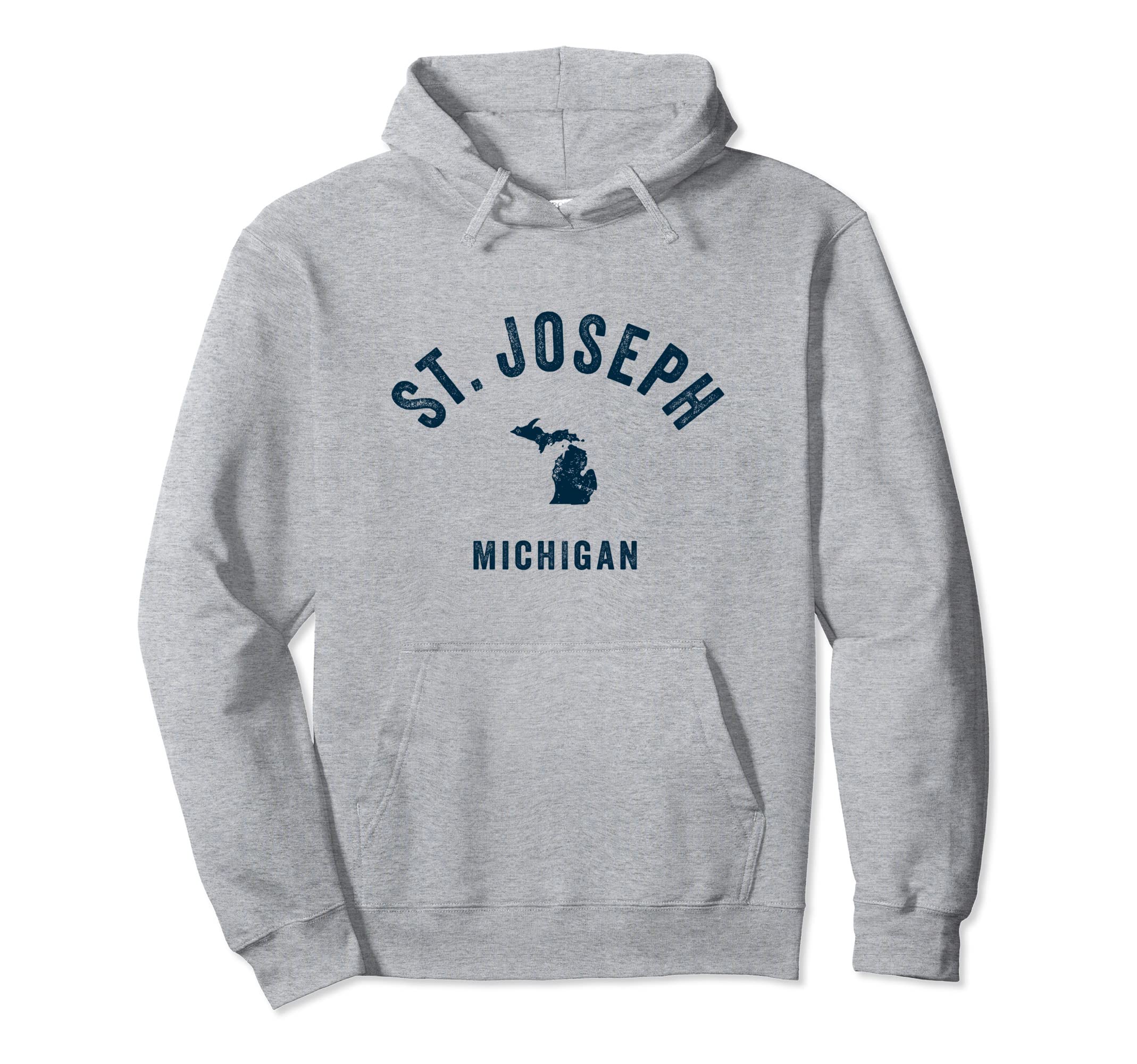 

St. Joseph Michigan MI Vintage 70s Sports Design Navy Print Hoodie