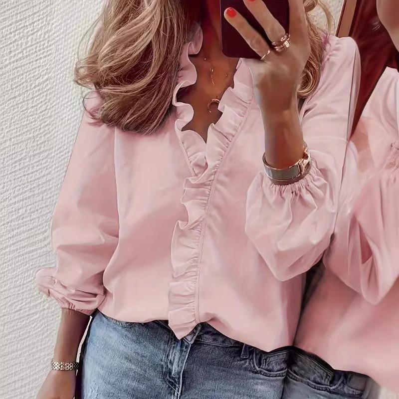 Women's clothing Spring, summer, autumn and winter ruffle shirt Women's shirt Loose foreign style Commuter