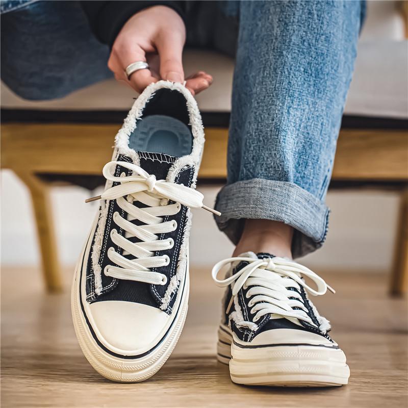 Новые дышащие весенние и осенние мужские повседневные парусиновые туфли с толстой — фото 7