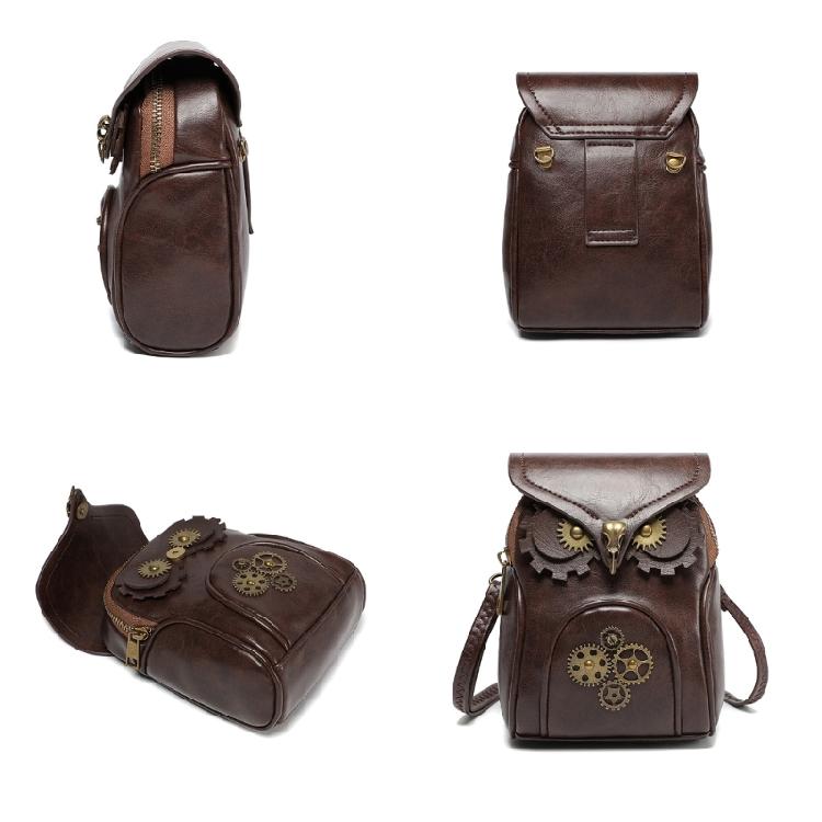 Women PU Leather Messenger Bag Phone Bag Owl Crossbody Bag Medieval Shoulder Bag