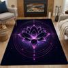 Glowing Purple Lotus Mandala Design Patterned Carpet, Non Slip Mat Suitable for Living Room and Bedroom Sofas