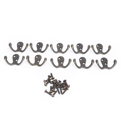 10Pcs Coat Hooks Small Double Prong AntiRust Sturdy Durable Convenient Wall Mounted Tiebacks for
