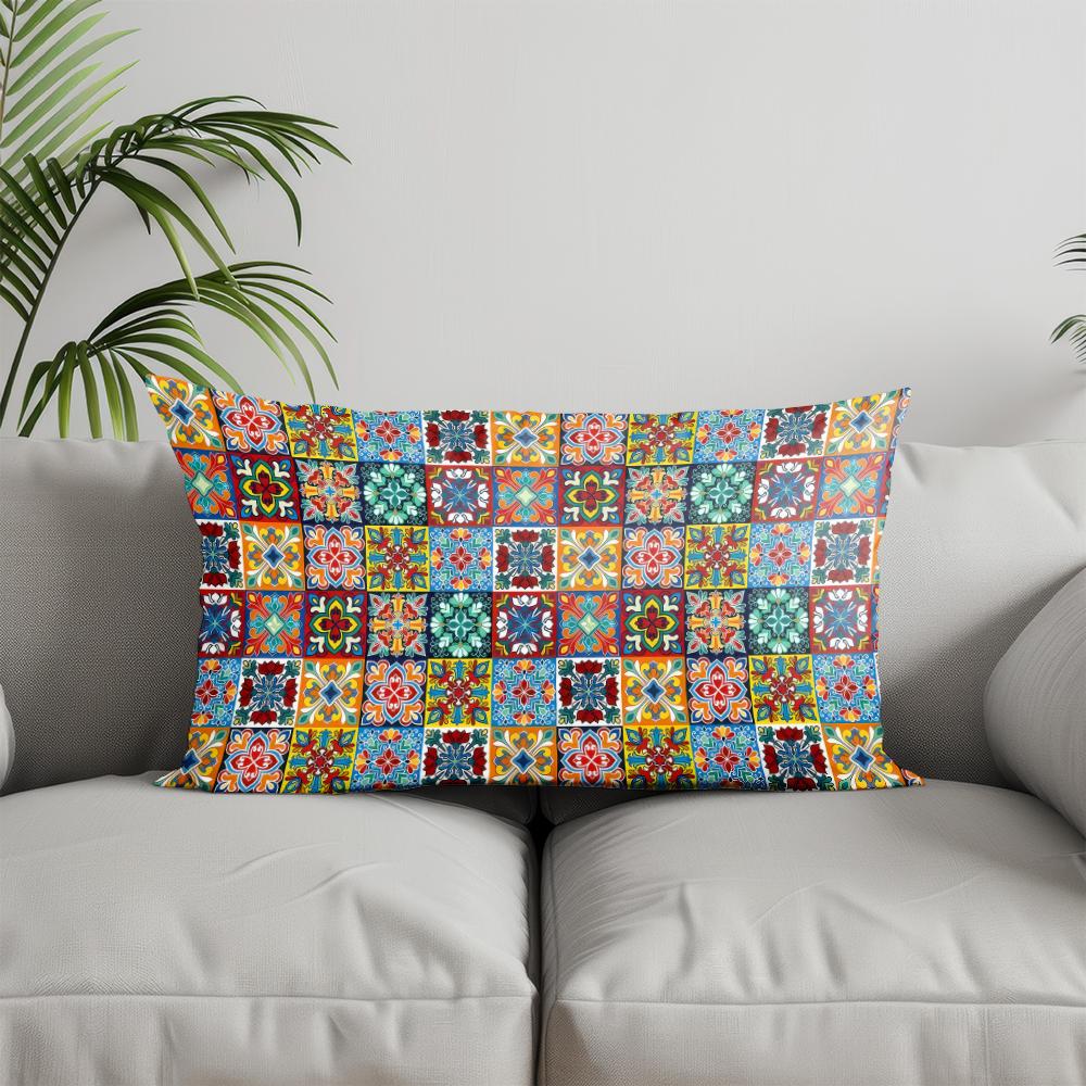Home Decor Colorful Pattern Square Pillow Suitable For Sofa Bedroom Car Pillow Cover Cushion Rectangular Back Cushion