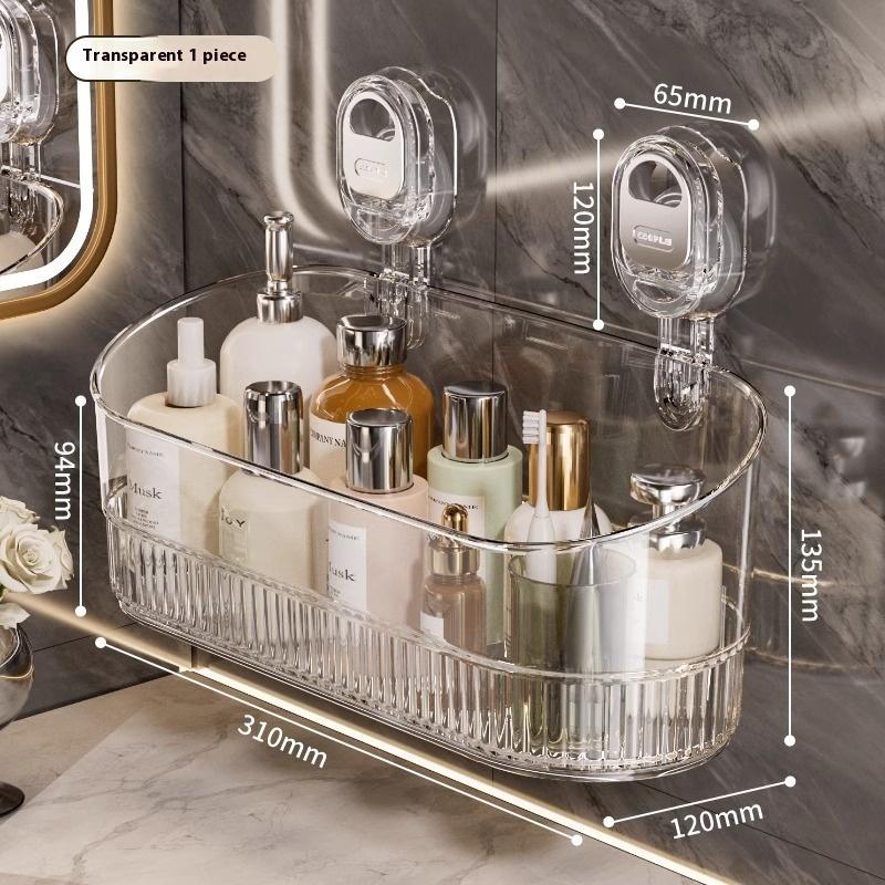 Raft de depozitare cu ventuză Fără găurire Transparent Auriu Baie Scurgere Raft Organizator Montat pe perete