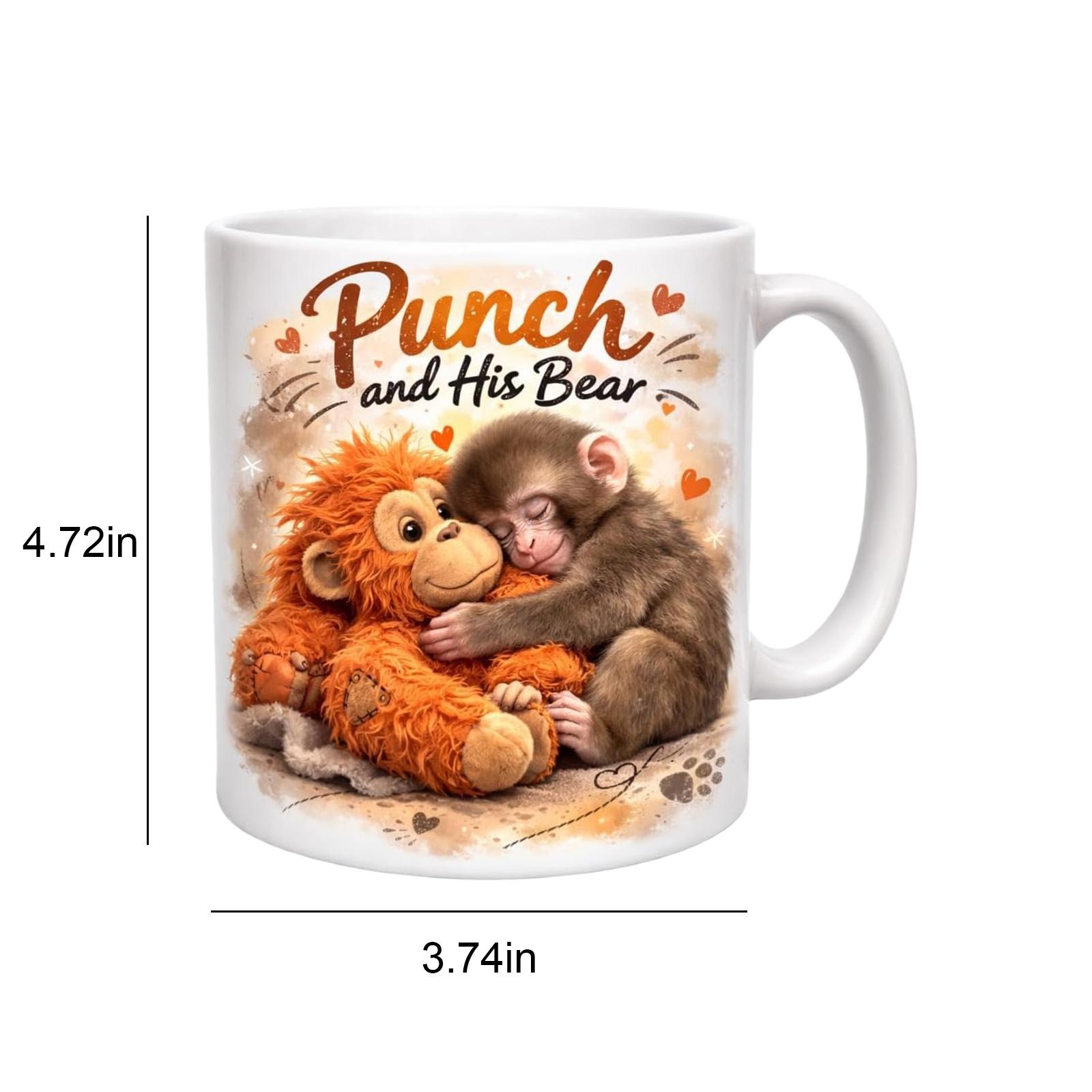 

11oz Ceramic Punch Monkey Mug Cute Monkey with Orangutan Design Personalized Ceramic Coffee Cup for Family and Loved Ones 11oz